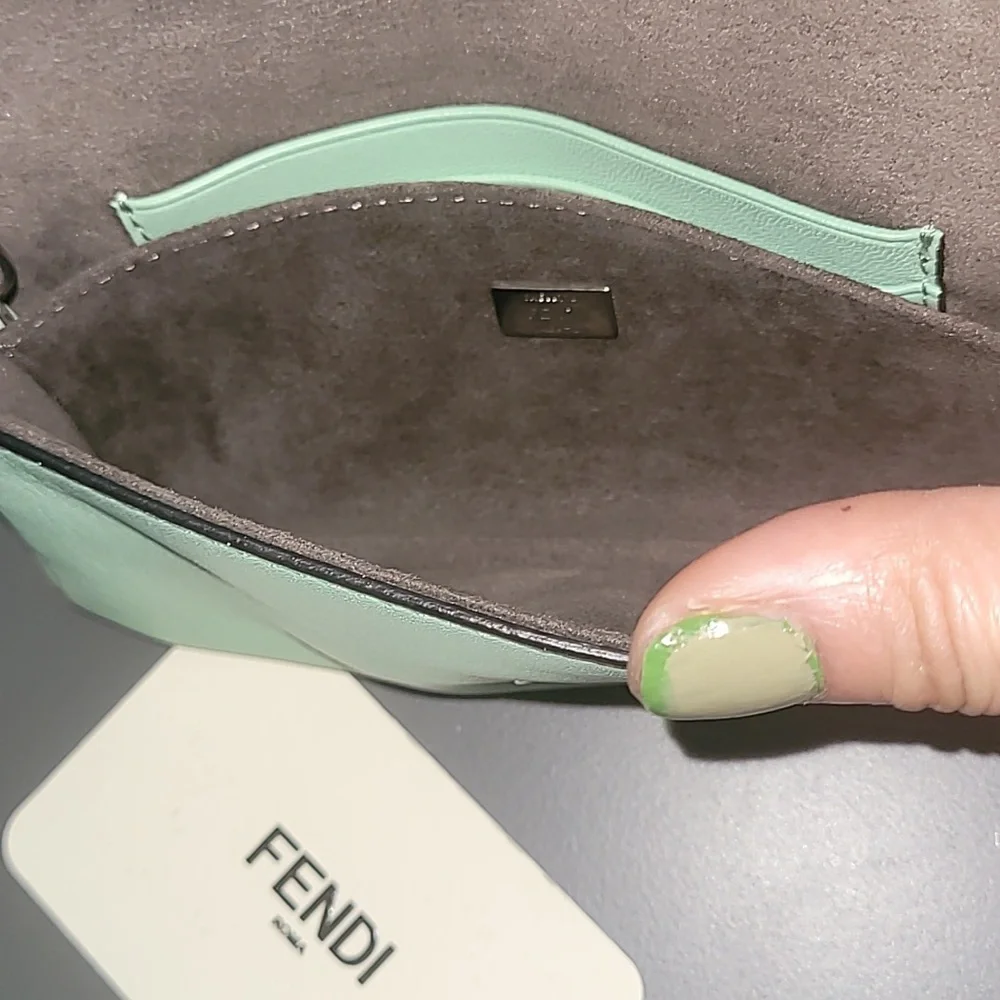 *SOLD FENDI Light green Leather and Fox Fur Micro Buggie Baguette Bag - Picture 5 of 9